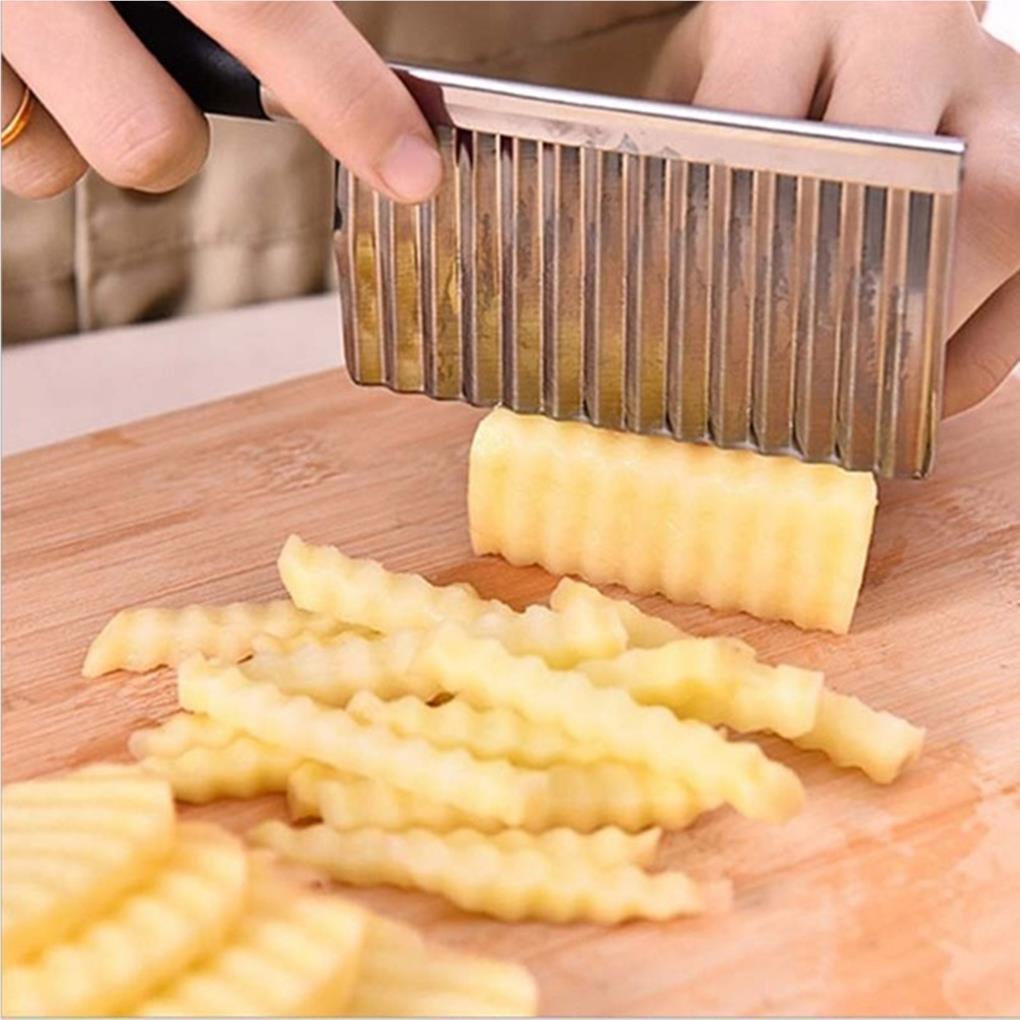 Stainless Steel Gelombang Adonan Kentang Cutter Slicer Alat Masak Pemotong Keripik Sayur Dapur Rumah