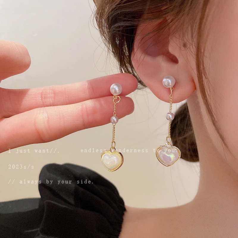 Retro Anting Tusuk Mutiara Emas Untuk Wanita Heart Drop Earrings Aksesoris Perhiasan