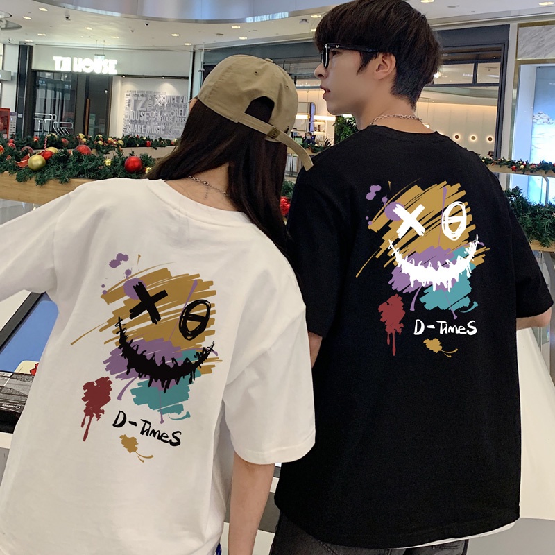 Promo T-Shirt Korean version kaos couple loose summer short-sleeved T-shirt oversized printing men's and women's all-match hip-hop personality tops