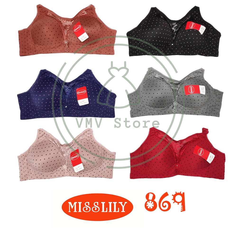 Bh Kemben Tanpa Kawat Misslily 869 Cup B Polkadot Brukat Cantik Cup Besar Original