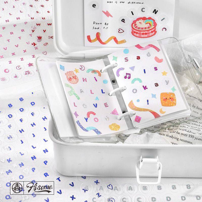 

sticker letter tulisan huruf - untuk binder 3ring journal diy - bahan transparan [thehanscorner] 2