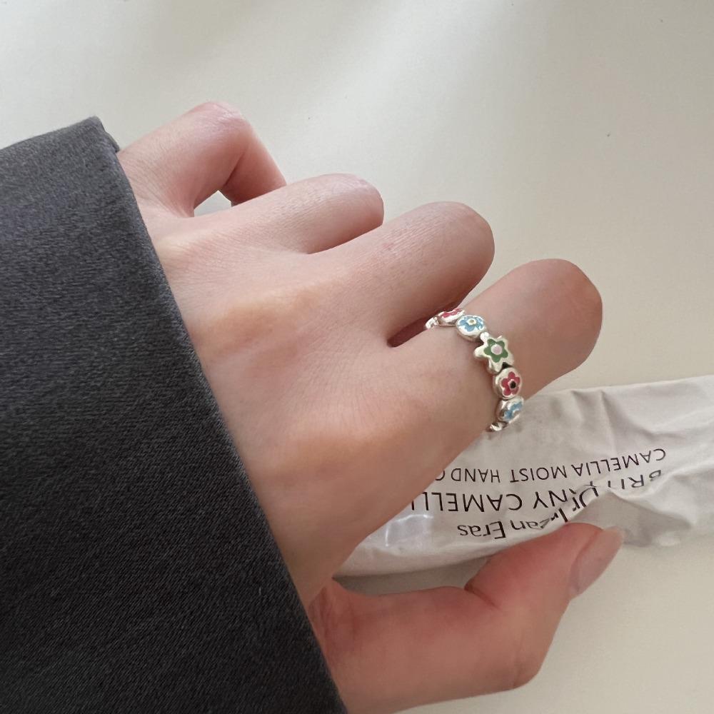 Mxbeauty Cincin Bunga Kecil Fashion Premium Rasa Senior Geometris Alloy Tetesan Minyak Gaya Korea Ring