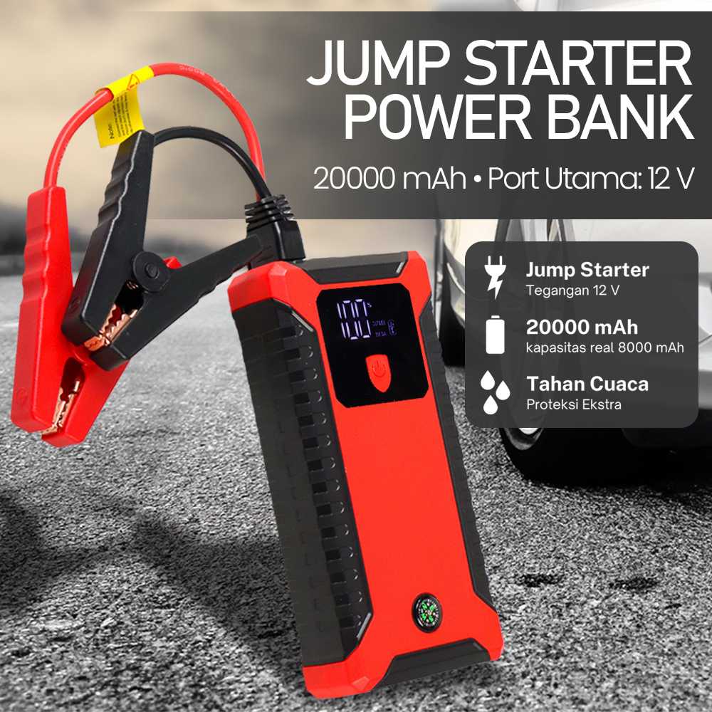 JXIANG POWER Bank Jump Starter Mobil Standard Power Bank Senter USB 12V 20000mAh - JX27Pro