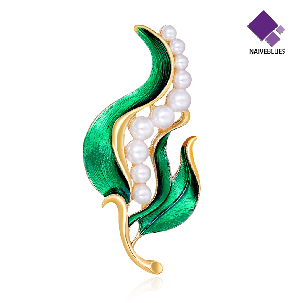 &lt; Naiveblues &gt; Bros Pin Bright Luster Dekorasi Bentuk Peal Imitasi Wanita Gadis Pakaian Hadiah Ulang Tahun