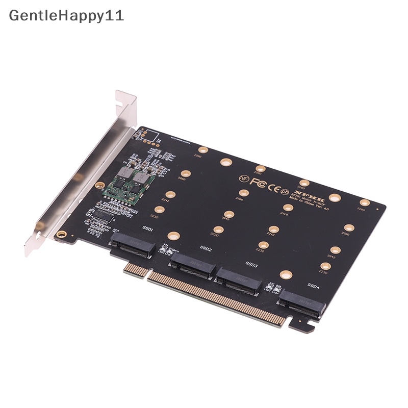 Gentlehappy 4port M.2 NVMe SSD to PCIE X16M Kunci Hardisk Converter Reader Kartu Ekspansi id