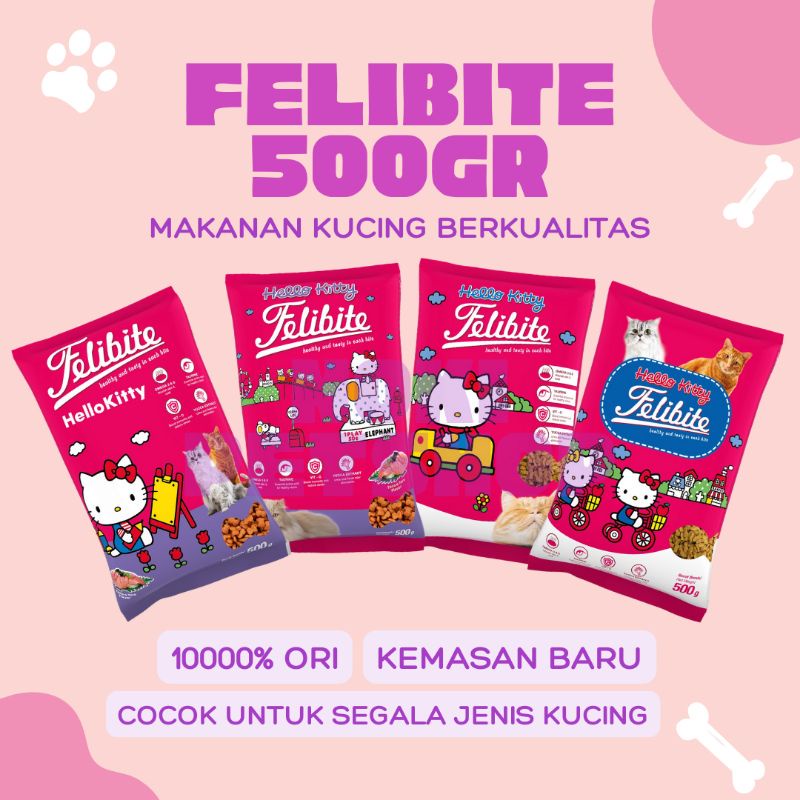 [BISA COD] FELIBITE 500GR DRY FOOD YUMMY MAKANAN KUCING |  MAKANAN KERING KUCING CAT FOOD DRAY FOOD HEWAN PAKAN PET FRESHPACK MAKANAN KUCING FRESH PACK 500 GR NOT REPACK 1KG FELIBITE IKAN DONAT KEPALA HELLO KITTY PITA HK 500GR