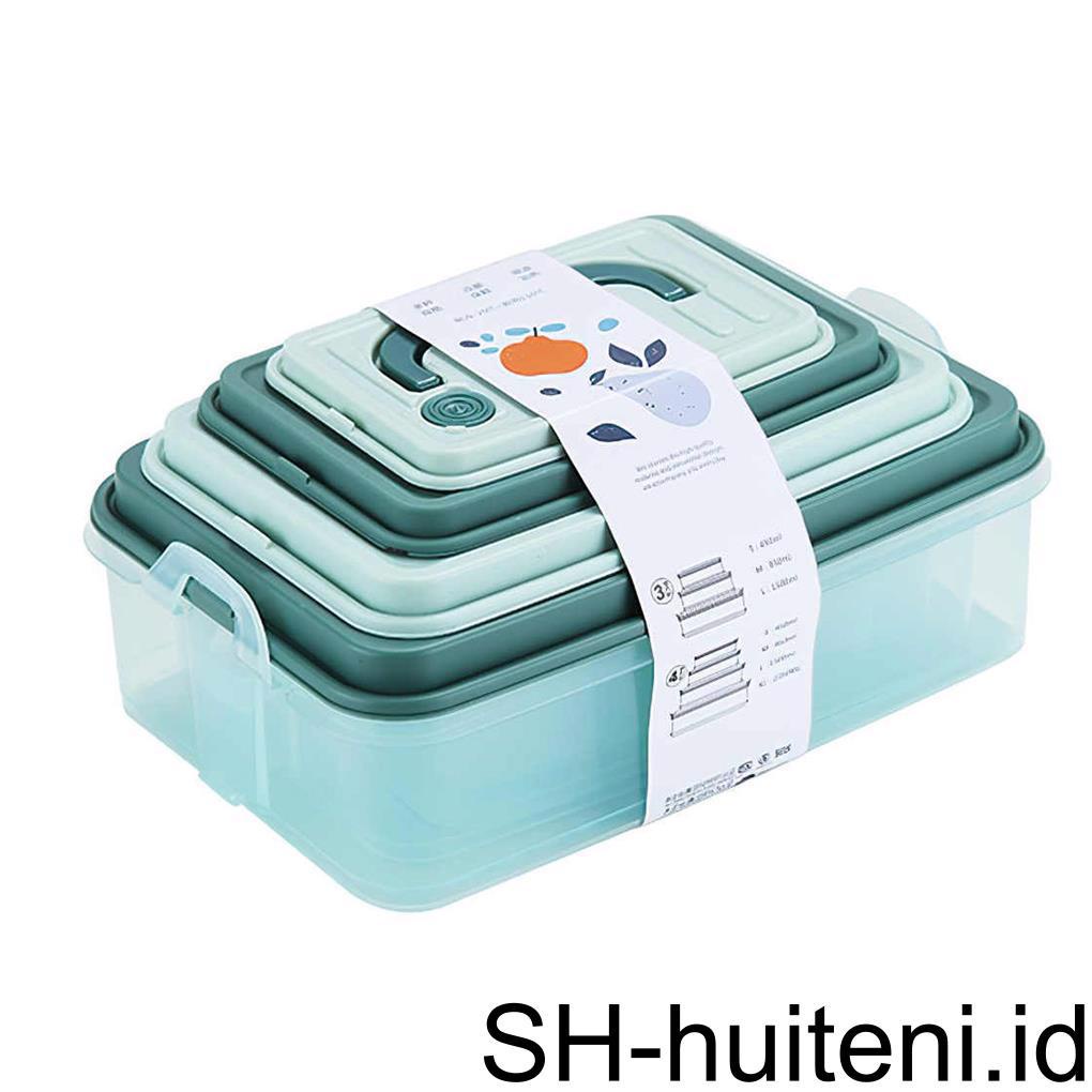 4pcs Ins Kotak Penyimpanan Portabel Microwave Tahan Lembab Dan Anti-Permeabel Penyimpanan Kulkas Dapur Disegel Kotak Penyimpanan Microwave Oven Dipanaskan Kotak Makan Siang