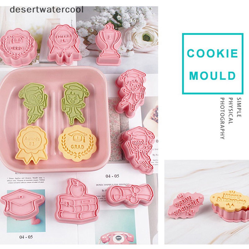 Deid 8Pcs Congrats Graduation Cookie Cutter Biscuit Mold Press Cetakan Kue Kering Plastik Martijn