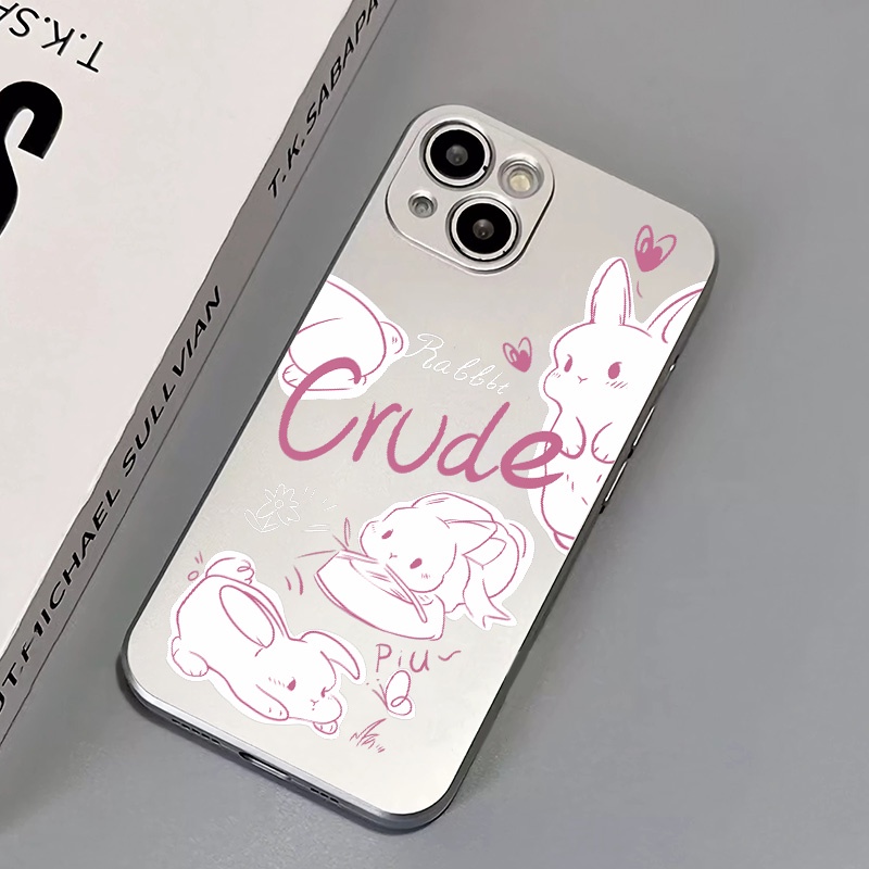 IPHONE Soft Case Kelinci Lucu Kompatibel Untuk Iphone14 11 13 12 Pro Max XS XR X8+76S Plus Casing Ponsel Mini Electroplate TPU Silikon Shockproof Cover