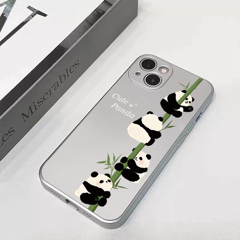 IPHONE Casing Ponsel Electroplate Kompatibel Untuk Iphone14 13 12 Pro Max11 XS XR X8+76S Plus Mini Cute Panda Soft Casing TPU Silikon Shockproof Cover