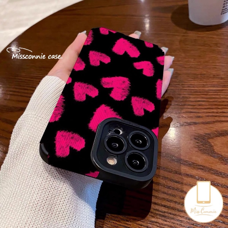 IPHONE Retro Fashion Cinta Hati Ponsel Case Kompatibel Untuk Iphone11 13 14 12 Pro MAX X XR 7 8 Plus XS MAX 7Plus Lembut Tpu Silicon Shockproof Mewah Tekstur Kulit Cover