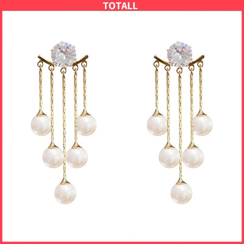 COD Anting Wanita Premium Mutiara Rumbai  Anting-Anting Temperamen-Totall