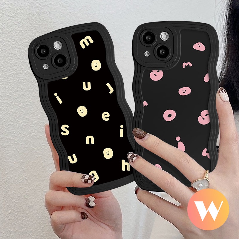 Casing Smile Alfabet Kartun Simple Pasangan Untuk Redmi Note11 9s 10 11s 8 9 Pro Max 10s Redmi A1 9T 9A 9 10C 10A 9C NFC 10 12C A1+POCO Mi 11T Pro M3 X3 NFC Pro Wavy Edge Sarung