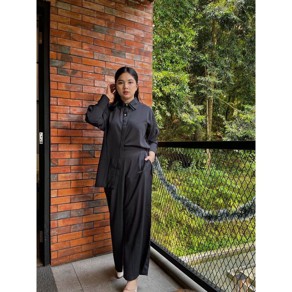 Ms Daisy Noir Long Shirt With Cullotes / Set Panjang Wanita