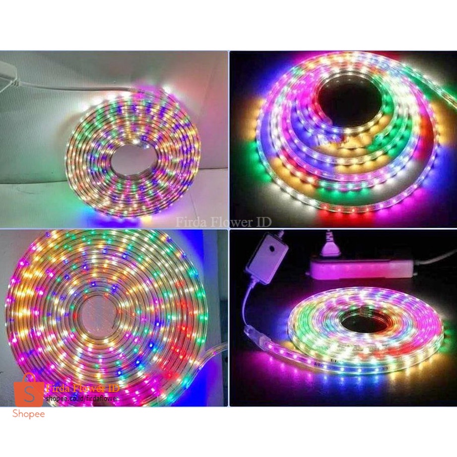 lampu hias led strip lampu selang RGB warna warni kedip kedip 10 meter dengan kontroller