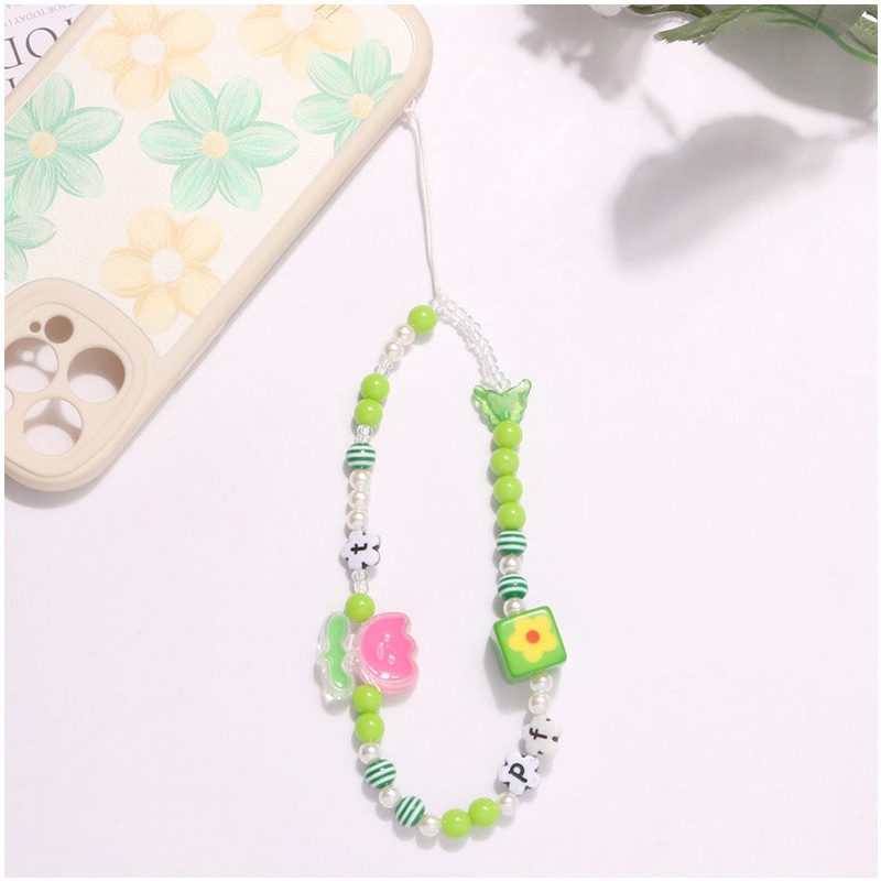Gadis Musim Semi Bunga Tulip Kubus Hijau Manik-Manik Rantai Untuk iPhone Untuk Samsung Untuk OPPO Untuk VIVO Untuk Huawei Untuk Redmi Untuk Xiaomi Ponsel Case Cover Anti Hilang Pendek Gelang Tali