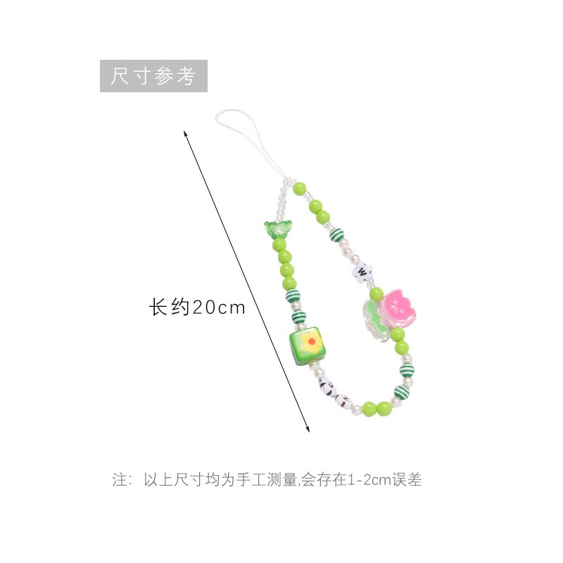 Gadis Musim Semi Bunga Tulip Kubus Hijau Manik-Manik Rantai Untuk iPhone Untuk Samsung Untuk OPPO Untuk VIVO Untuk Huawei Untuk Redmi Untuk Xiaomi Ponsel Case Cover Anti Hilang Pendek Gelang Tali