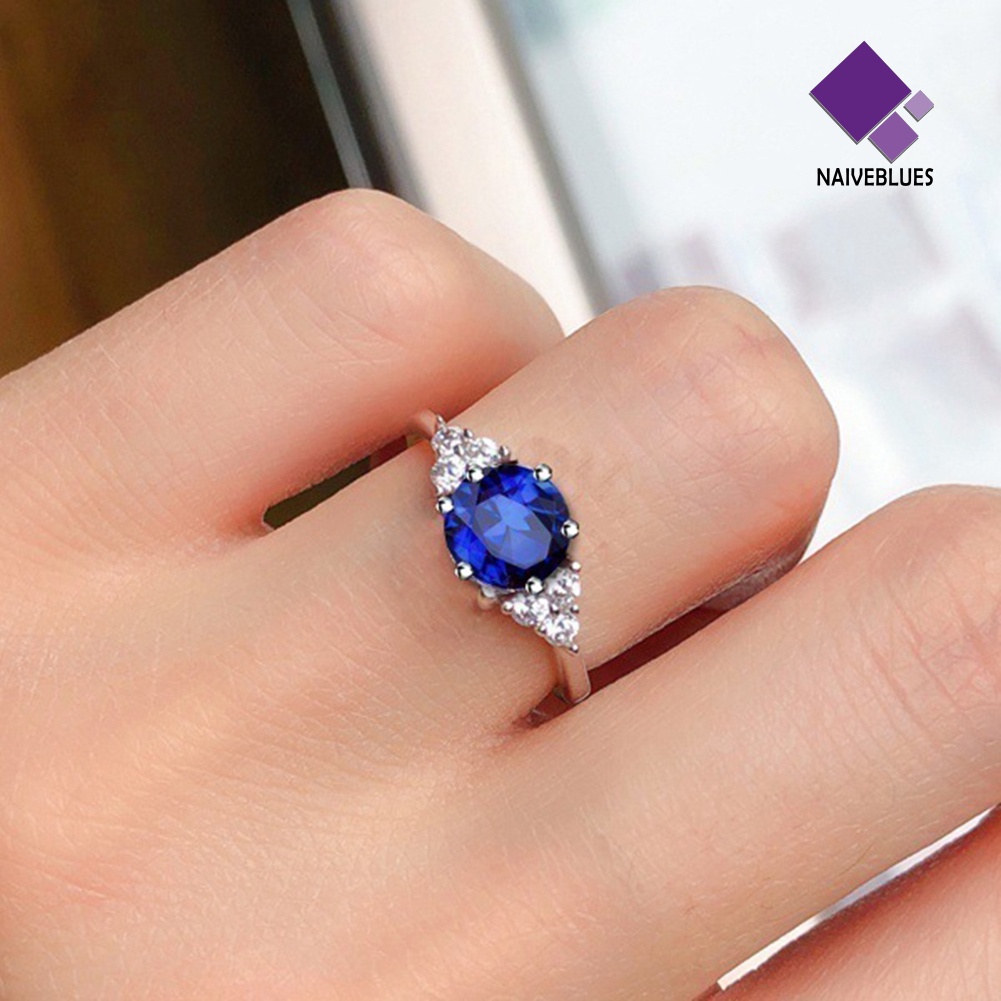 &lt; Naiveblues &gt; Wanita Imitasi Safir Garnet Zamrud Batu Permata Jari Cincin Hadiah Pernikahan