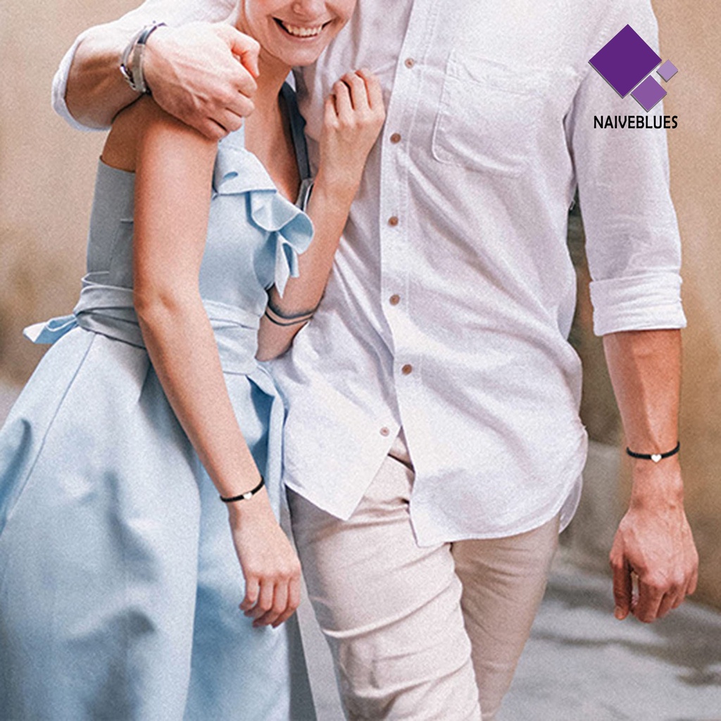 &lt; Naiveblues &gt; Gelang Couple Bentuk Hati Tali Kepang Elastis Dapat Disesuaikan Semua Pertandingan Hadiah26Inisial