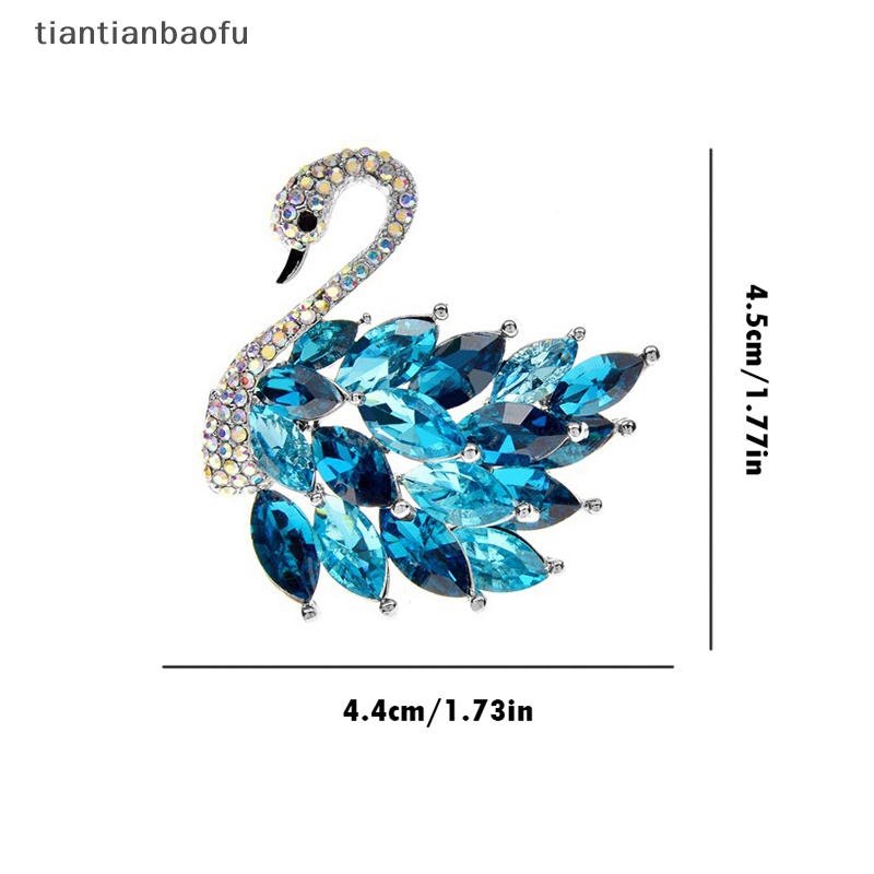 [tiantianbaofu] 1 Pc Berlian Imitasi Swan Bros Biru Gradien Swan Bros Mantel Elegan Perhiasan Butik