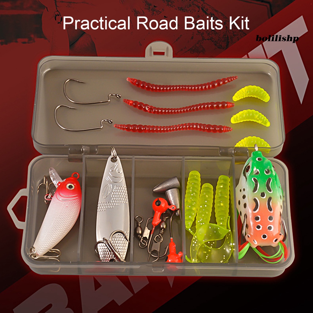 Bo-21pcs/set Realistis Mata Warna Cerah Konektor Kotak Penyimpanan Umpan Pancing Set Berbagai Jenis Umpan Palsu Set Dengan Kait Memancing Tackle