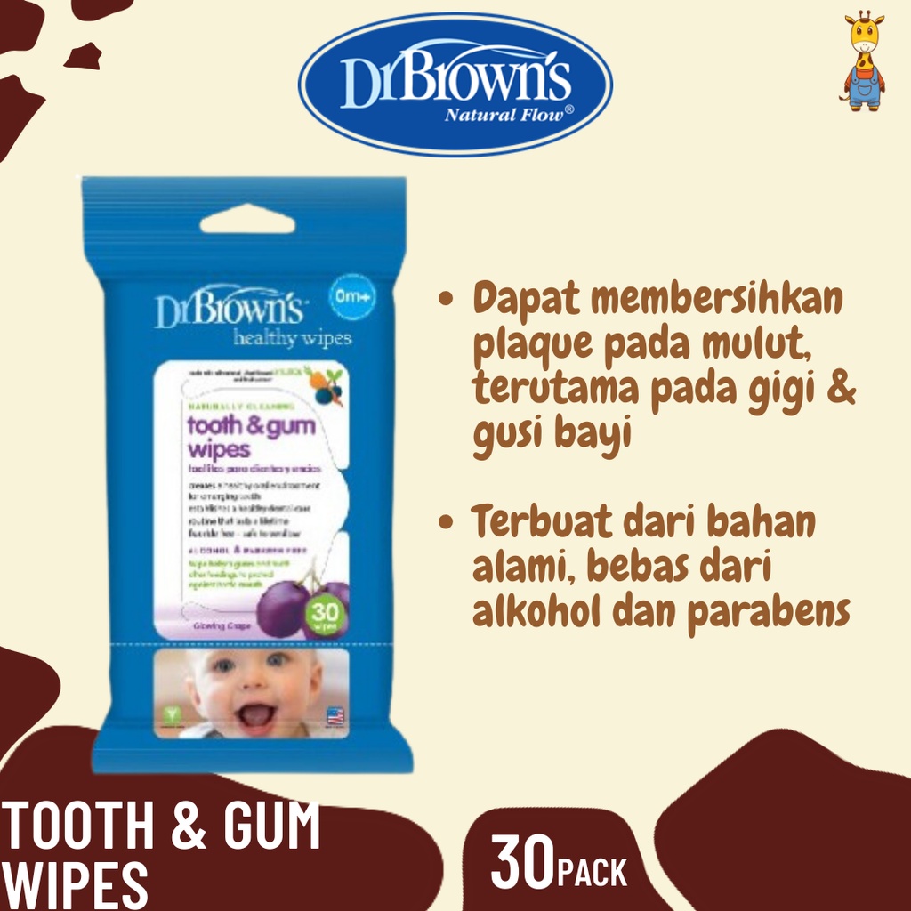 Dr. Brown's Tooth &amp; Gum Wipes, 30sheets, 1-Pack / Tissue basah - HG001