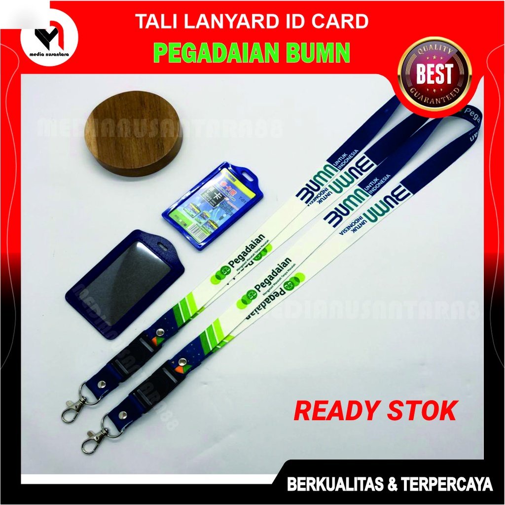 

Tali Lanyard BUMN PEGADAIAN Printing 2 Sisi Full Colour Lengkap Dgn Holder Id Card