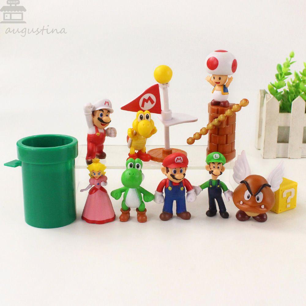 Patung Action Figurine Agustina Kartun Jamur Dekorasi Desktop Mario Model Anime Bros Super Mario.