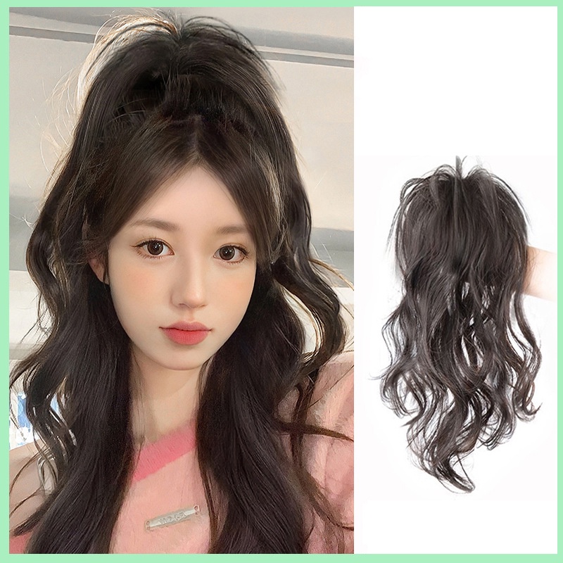 Wanita Gadis Setengah Ekor Kuda Wig Keriting Cakar Klip Rambut Wig Alami Panjang Air Terjun Berbulu Ekstensi Rambut 30cm