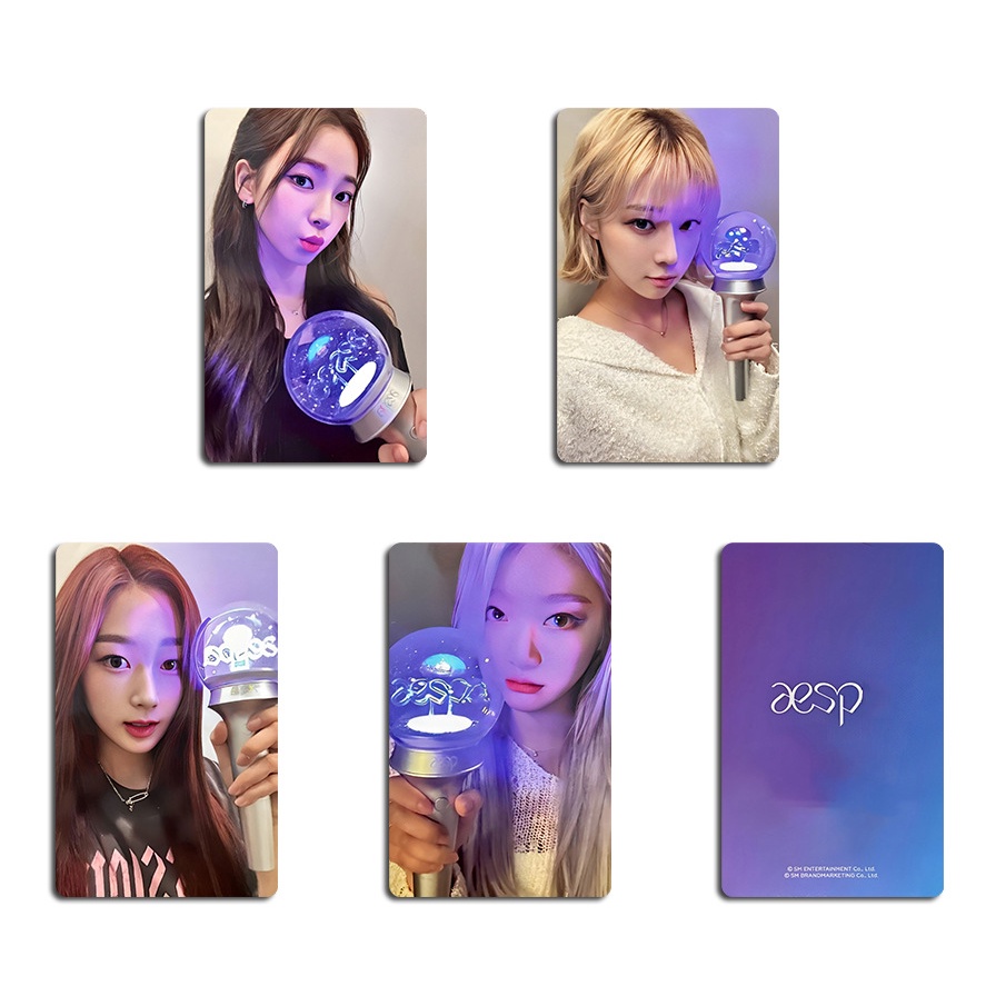 4pcs/set AESPA Lightstick Photocards MY WORLD AM K4 Kartu Lomo Kpop Postcards Koleksi Khusus