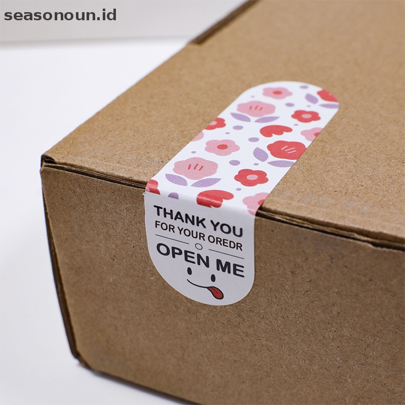 Seasonoun 100Pcs Thank You For Your Order Sticker Untuk Label Segel Label Warna Floral.