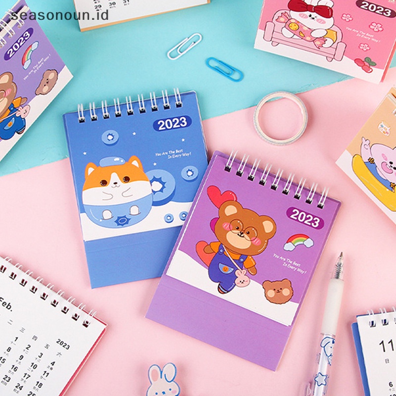 Seasonoun 2023tahun Kelinci Kartun Lucu Kalender Meja Kalender Harian Jadwal Mingguan Planner Agenda Organizer Alat Tulis Halaman Putar Kalender Abadi.