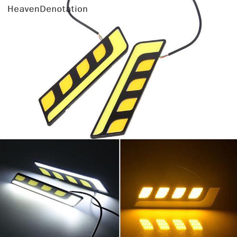 [HeavenDenotation] 1pc LED COB Fog Lamp Mobil Siang Berjalan DRL Tahan Air Dengan Lampu Sein HDV