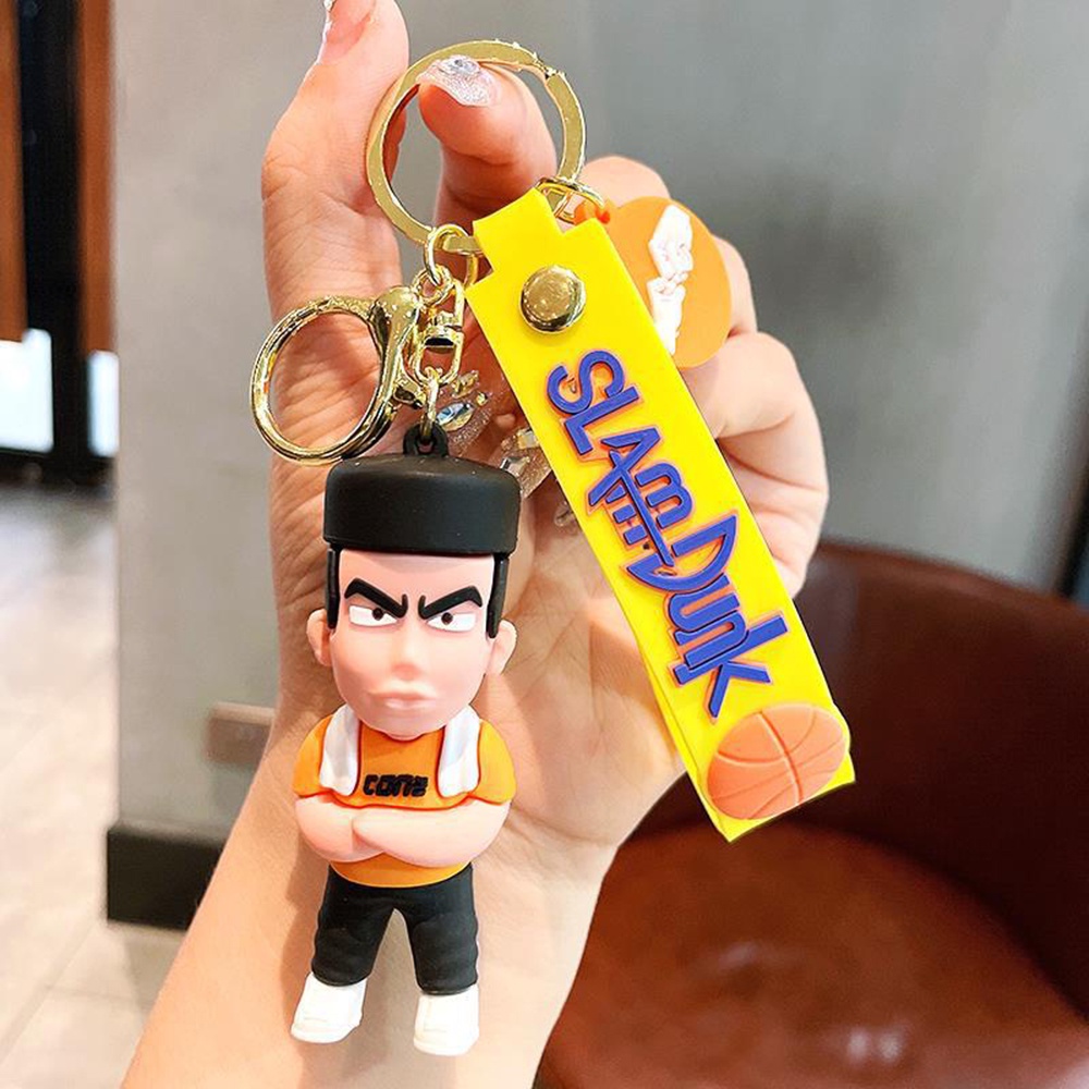 Slam Dunk Ahli Gantungan Kunci Mobil Laki-Laki Kreatif Sakura Bunga Jalan Berbunga Kawa Maple Mitsui Shou Tas Liontin Kartun Logam Keyring Hadiah Teman