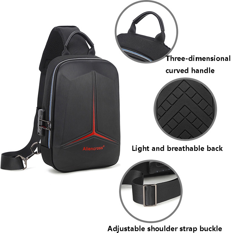 CSONLINEMALL Tas Selempang Pria Tas Pria PVC Anti-theft Crossbody Bag Pria