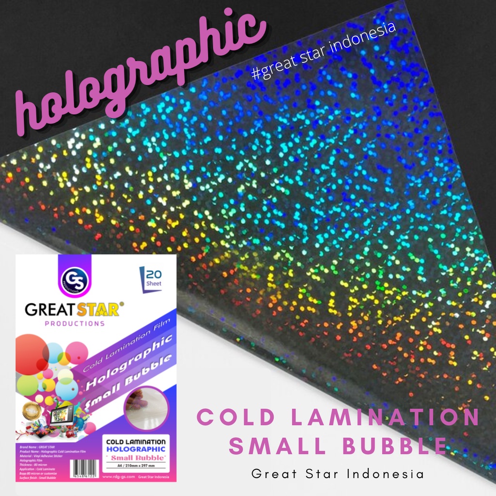 

Cold Lamination Film Holographic Small Bubble A4/20