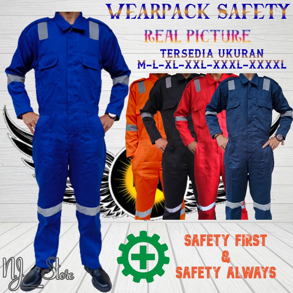 TERBARU M-3XL Wearpack Safety / Wearpack Langsungan / Wearpack Kerja - Seragam Proyek - Bengkel - Se