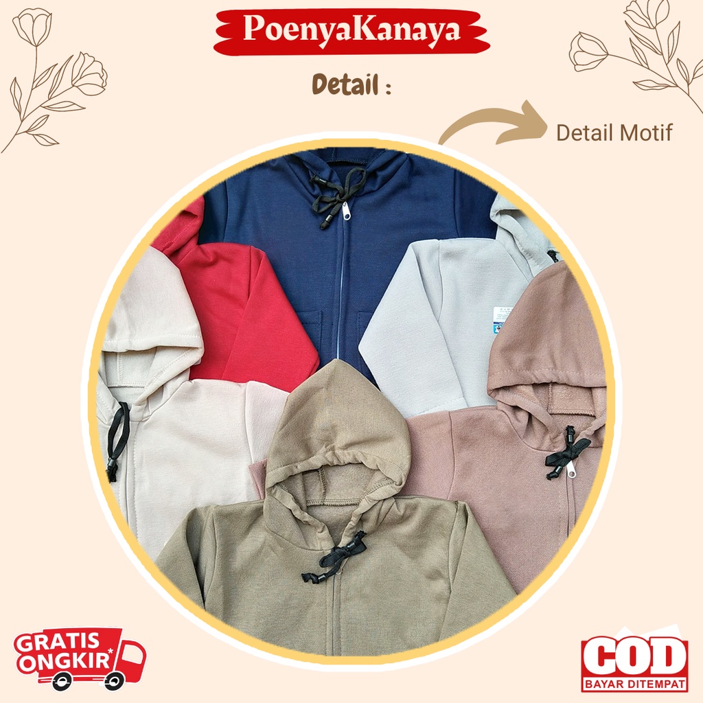 Jaket Bayi Anak fleece SAKU Resleting Kupluk Kepala POLOS HBc Size 6-18 Bulan JK09