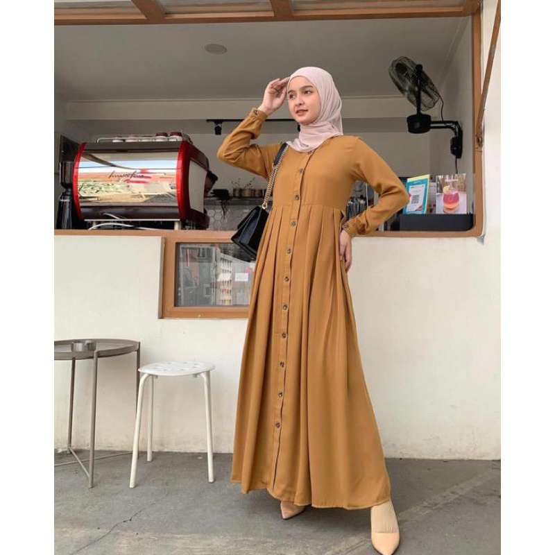 𝐏𝐆𝐌𝐓 • ANJANI DRESS CRINKLE AIRFLOW PREMIUM GAMIS KANCING FULL HIDUP / DRESS MUSLIMAH RINJANI