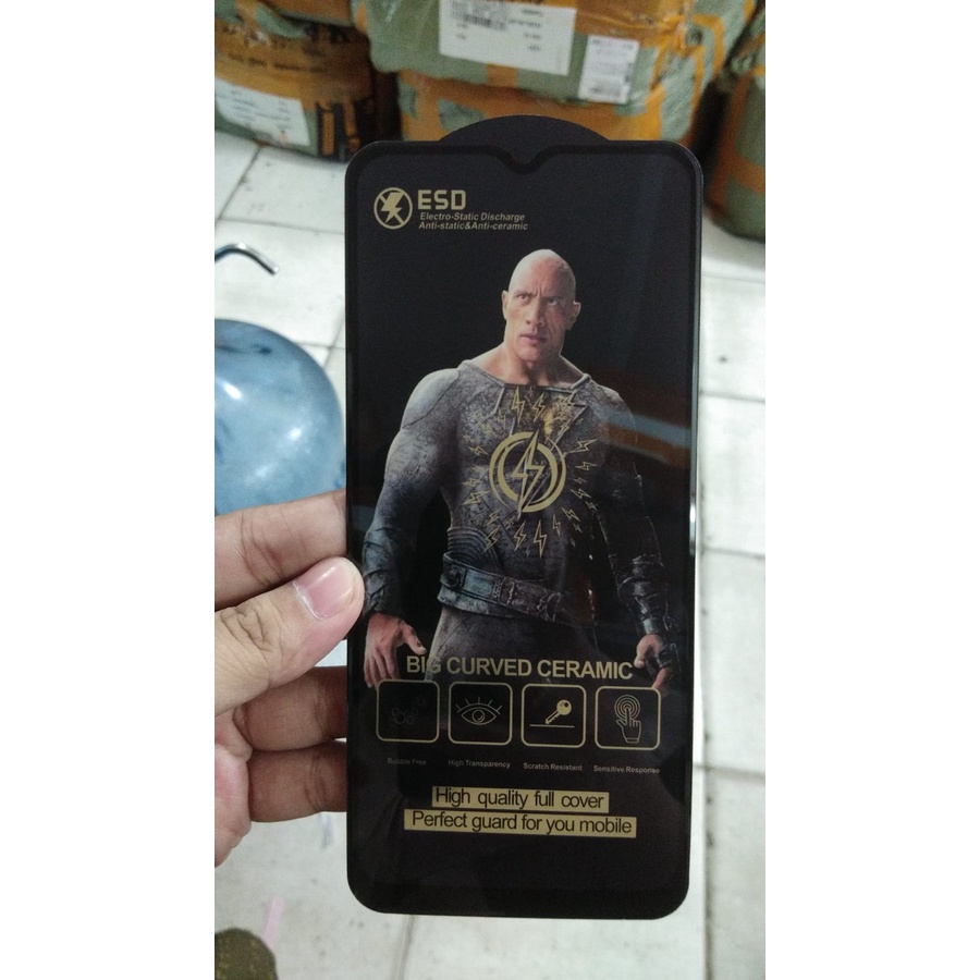 Ceramic Anti Static ESD A13 4G/A13 5G/A14 5G/A22 4G/A22 5G/A23/A33/A34/A53/A73 Anti Sidik Jari Full Cover Big Curved Ceramic Anti Gores