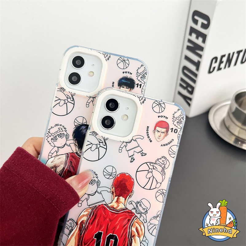 IPHONE Casing Kompatibel Untuk Iphone14 13 12 11 Pro Max X Xr Xs Max8 7 Plus SE Sakuragi Hanamichi Slam Dunk Casing Ponsel Transparan Laser Silikon Soft Case Frosted Jatuh Perlindungan Cover