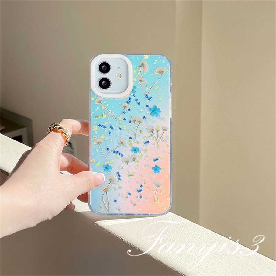 Compatible For IPhone 14 13 12 11 Pro Max X XR Xs Max 8 7 Plus SE 2020 Kompatibel Untuk Layar Penuh Dandelion IMD Laser Gradiasi Ponsel Case TPU Lembut Shockproof Cover Pelindung