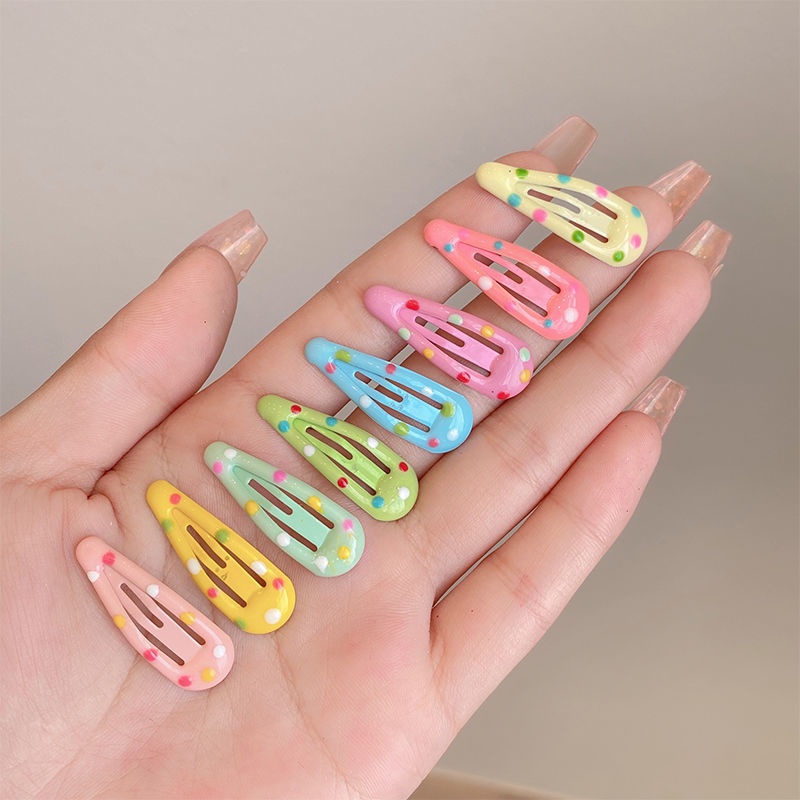 [Harga Grosir] Anak-Anak Korea Fashion Enamel Warna-Warni Jepit Rambut Gadis Manis Lucu Bentuk Drop Dots Snap Hairpin Anak Candy Color BB Jepitan Bayi Populer Aksesoris Rambut