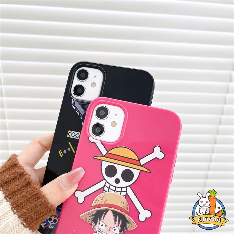 IPHONE Casing Kompatibel Untuk Iphone14 13 12 11 Pro Max X Xr Xs Max8 7 6 6s Plus SE 2020 Anime One Piece Luffy Phone Case Pelindung Lensa Dua Sisi Shockproof Silikon Halus Soft Case