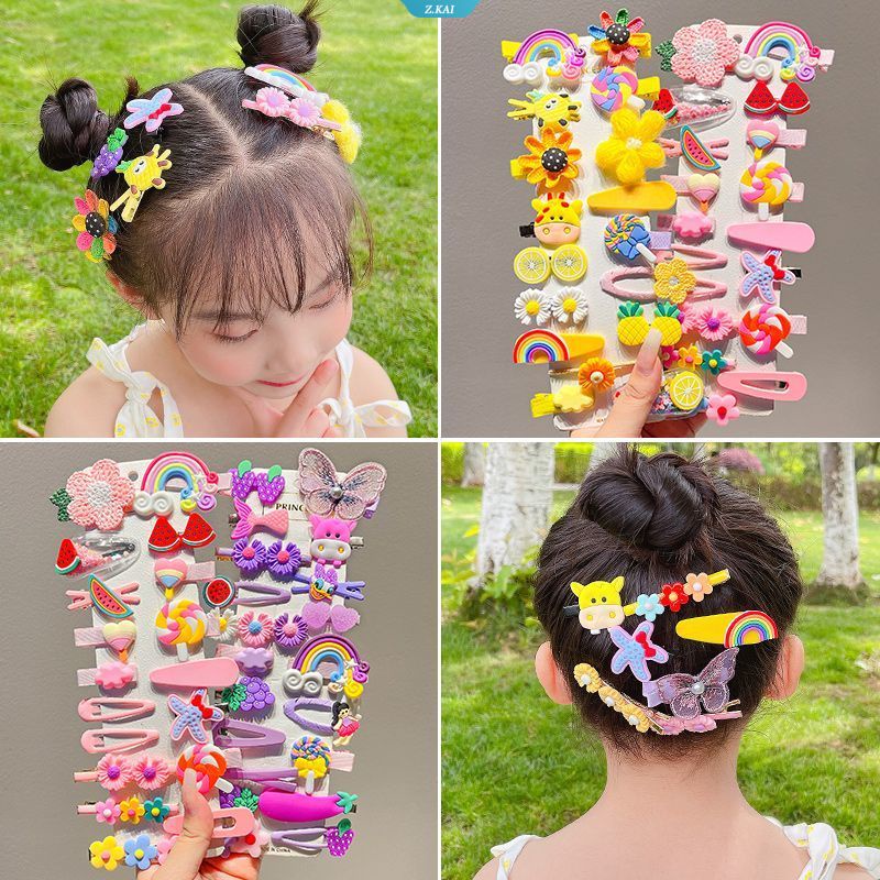 42pcs Satu Set Anak Perempuan Lucu Kartun Manis Klip Rambut Rainbow Buah Lucu Kartun Rambut Band Indah Aksesoris Rambut Hiasan Kepala Jepit Rambut [ZK]