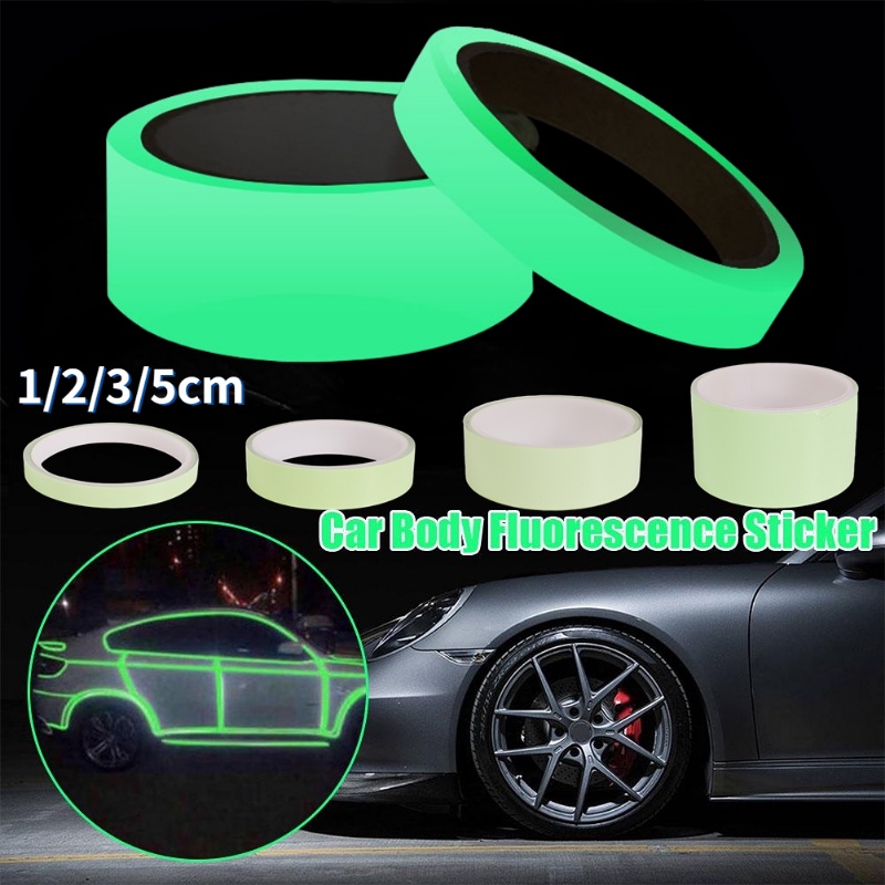 3m Luar Rumah DIY Mobil Bercahaya Neon Perekat Diri Stiker Tape Peringatan Keselamatan Auto Body Motor Roda Dekorasi