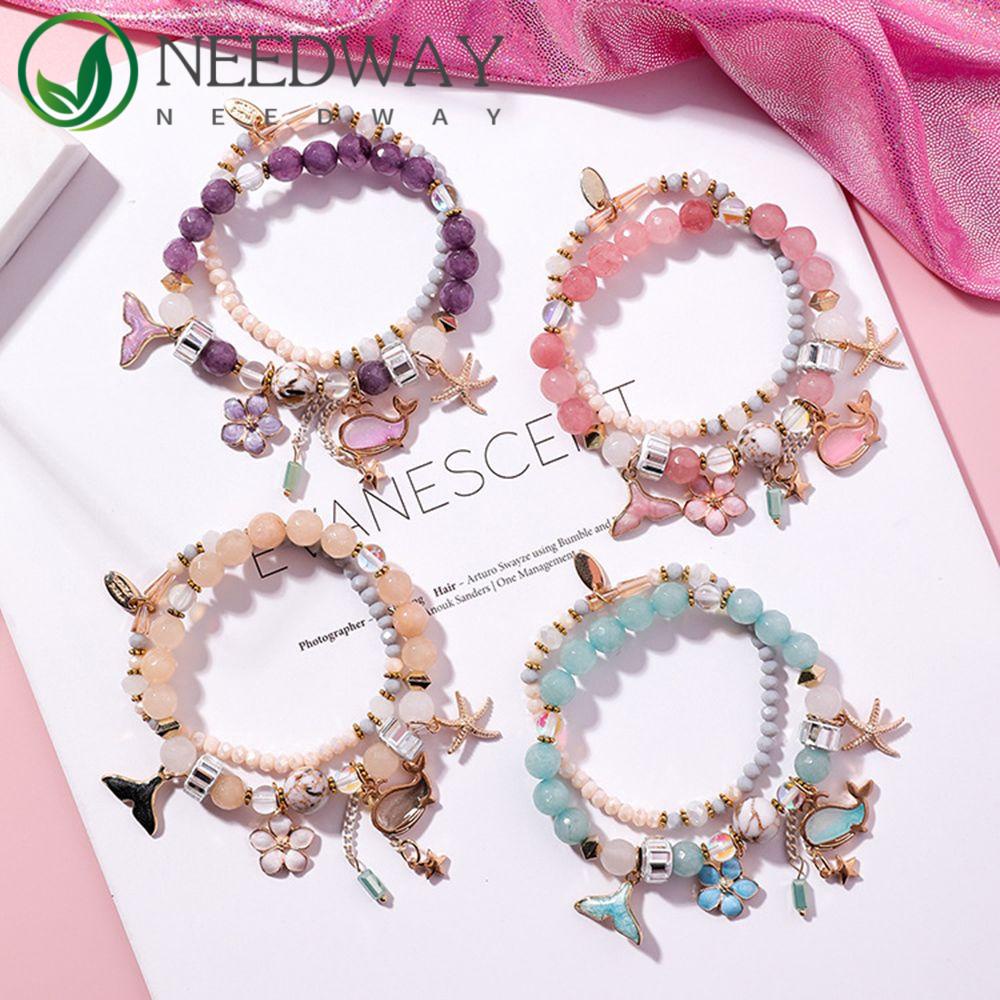 Needway   Gelang Pantai Elastis Etnik Wanita Liburan Pesona Korea Ikan Paus Ekor Perhiasan