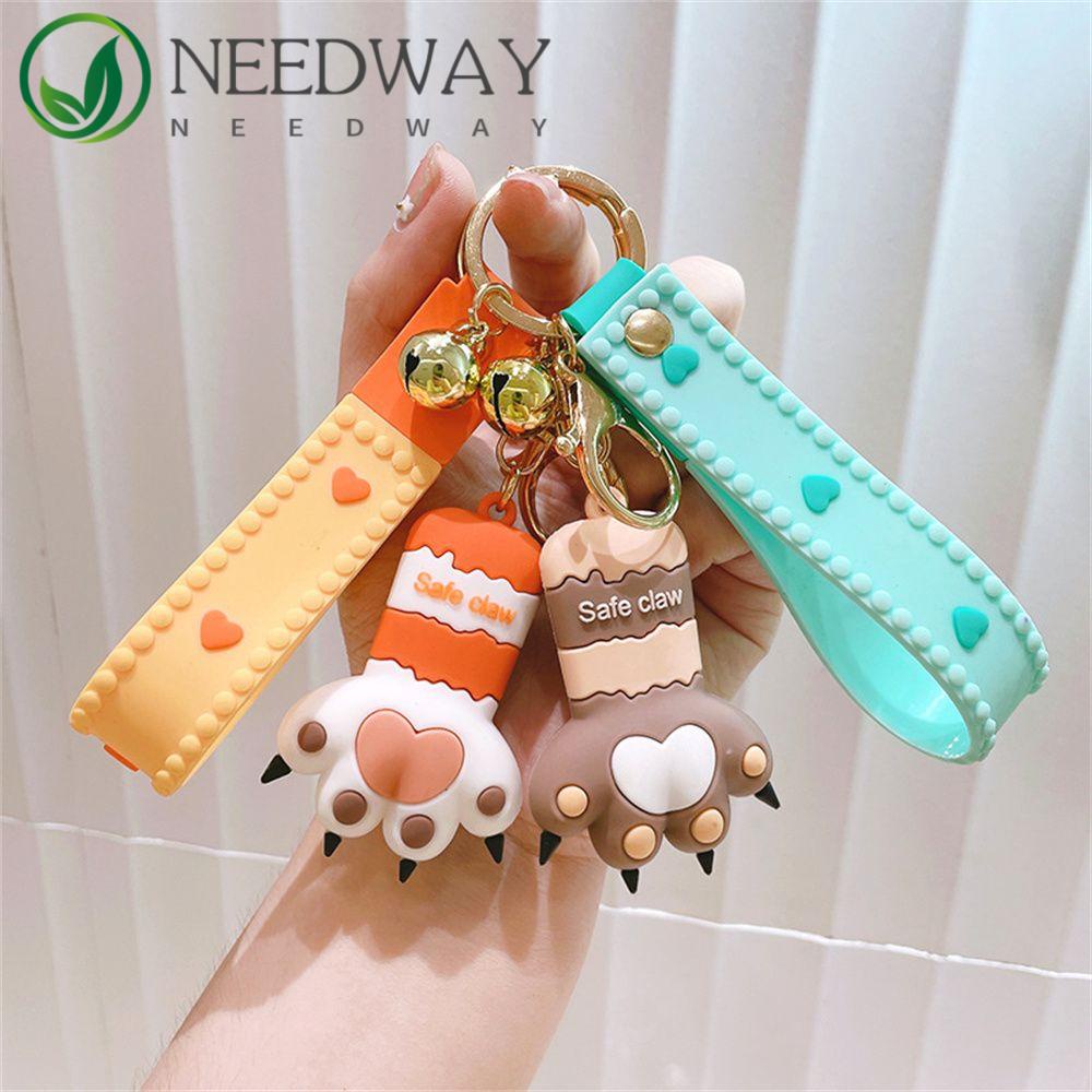 Needway   Dekorasi Kemasan Gantungan Kunci Kaki Kucing Spesial Dengan Bell Aksesoris Interior Key Holder Backpack Pendant Fortune Paw