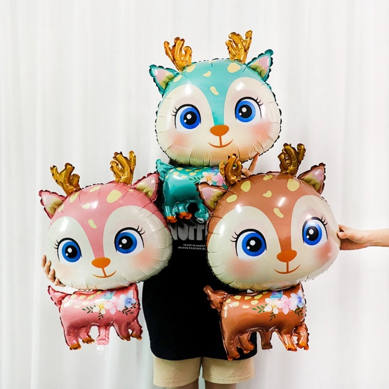 Balon Foil Rusa Hutan Lucu/Fox Forest Animals Balloon Dekorasi Pesta Ulang Tahun