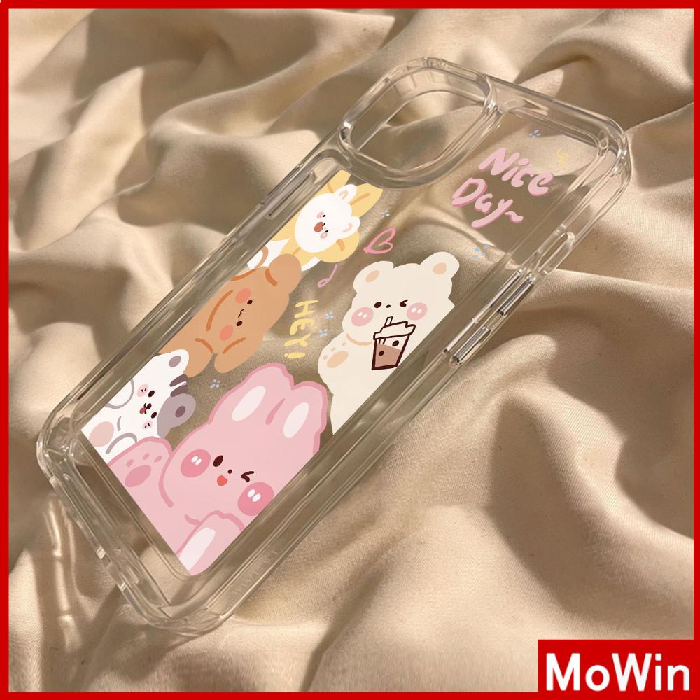 For iPhone 14 Pro Max iPhone Case Clear Case TPU Soft Case Shockproof Plating Button Cute Cartoon Bear Rabbit Compatible with iPhone 13 Pro max 12 Pro Max 11 xr xs max 7Plus 8Plus